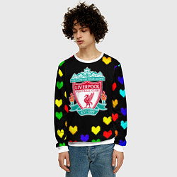 Свитшот мужской Ливерпуль пиксельные сердца, цвет: 3D-белый — фото 2