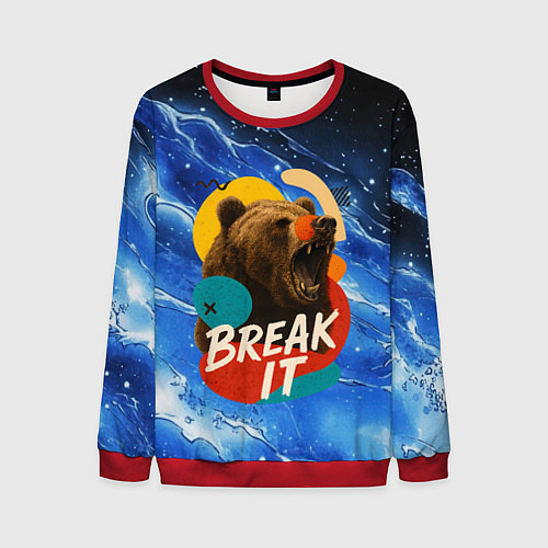 Мужской свитшот Break it злой медведь / 3D-Красный – фото 1