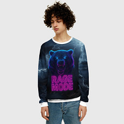 Свитшот мужской Rage mode злой медведь, цвет: 3D-белый — фото 2