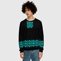 Свитшот мужской Вышиванка узорный ряд, цвет: 3D-черный — фото 2