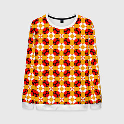 Свитшот мужской Цветочная геометрия красно-желтая, цвет: 3D-белый