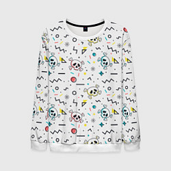 Свитшот мужской Паттерн с черепами и геометрическими фигурами на Х, цвет: 3D-белый