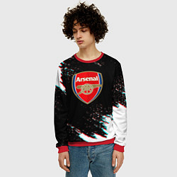 Свитшот мужской Арсенал краски глитч текстура, цвет: 3D-красный — фото 2