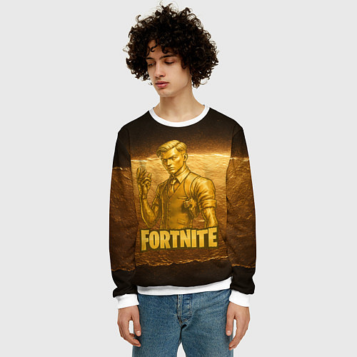 Мужской свитшот Fortnite золотой Мидас / 3D-Белый – фото 3