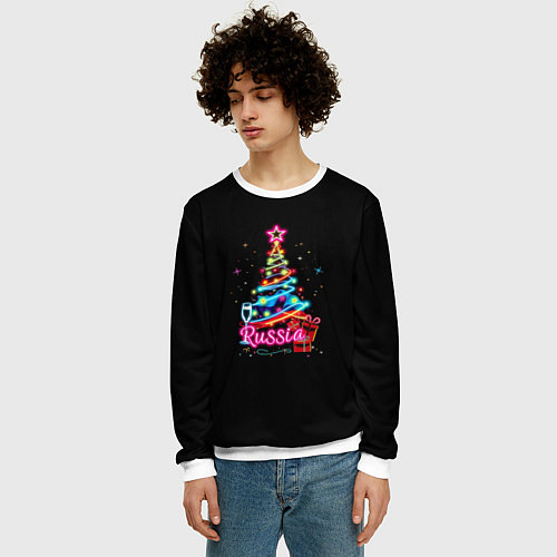 Мужской свитшот Christmas tree gifts / 3D-Белый – фото 3