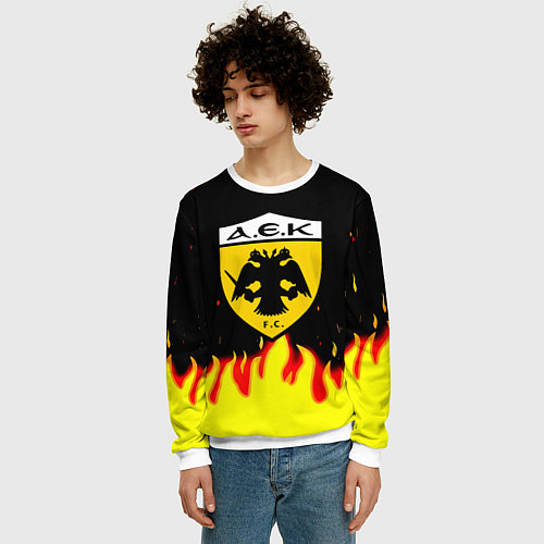 Мужской свитшот AEK огненные краски / 3D-Белый – фото 3