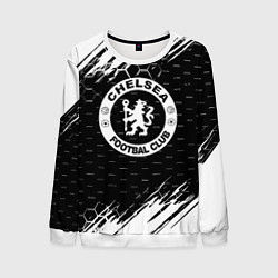 Свитшот мужской Chelsea штрихи красок текстура, цвет: 3D-белый