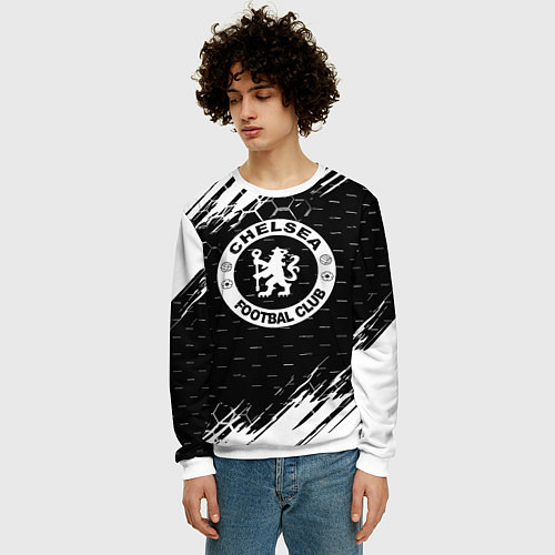 Мужской свитшот Chelsea штрихи красок текстура / 3D-Белый – фото 3