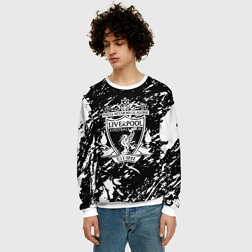 Мужской свитшот Ливерпуль белые штриха красок / 3D-Белый – фото 3
