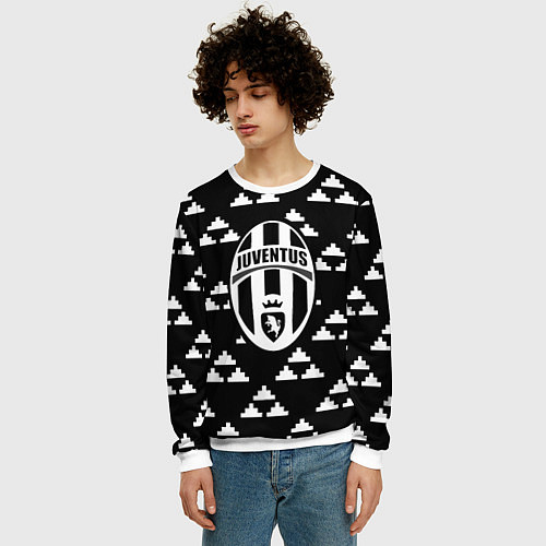 Мужской свитшот Juventus геометрия треугольники / 3D-Белый – фото 3