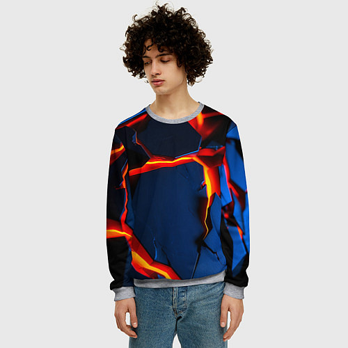 Мужской свитшот Glow orange neon / 3D-Меланж – фото 3