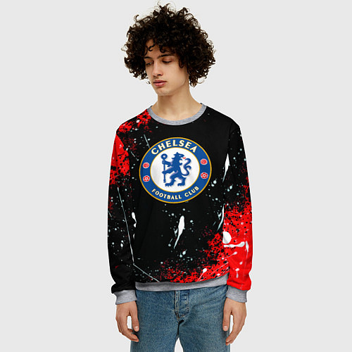 Мужской свитшот Chelsea брызги красок текстура / 3D-Меланж – фото 3