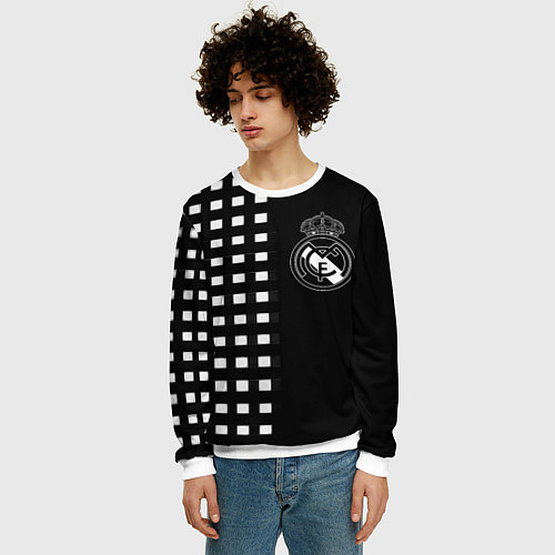 Мужской свитшот Real Madrid клетка / 3D-Белый – фото 3
