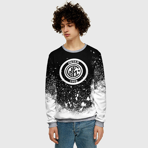 Мужской свитшот Inter белый всплеск краско / 3D-Меланж – фото 3