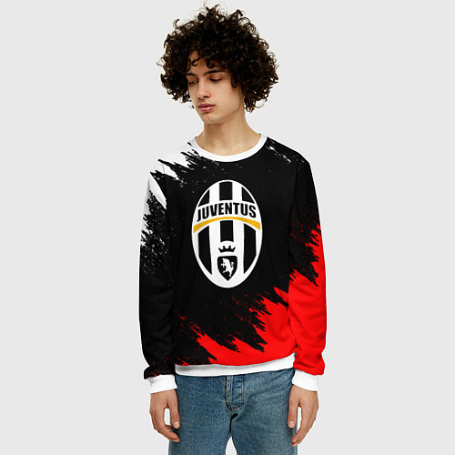 Мужской свитшот Ювентус краски текстура / 3D-Белый – фото 3