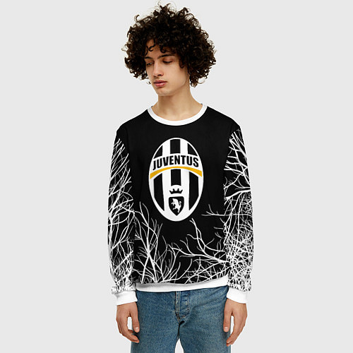 Мужской свитшот Ювентус деревья белые / 3D-Белый – фото 3