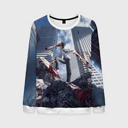 Свитшот мужской Denji in city Chainsaw man, цвет: 3D-белый
