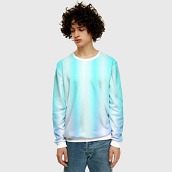 Свитшот мужской Neon white blue lines, цвет: 3D-белый — фото 2
