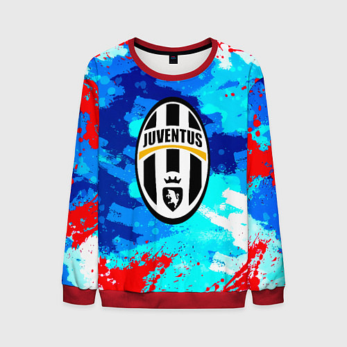 Мужской свитшот Ювентус абстрактные краски / 3D-Красный – фото 1