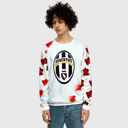 Мужской свитшот Ювентус розы / 3D-Белый – фото 3