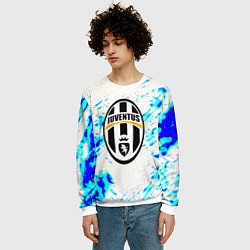Свитшот мужской Ювентус голубые краски, цвет: 3D-белый — фото 2