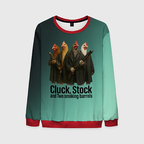 Мужской свитшот Петухи - карты деньги два ствола / 3D-Красный – фото 1