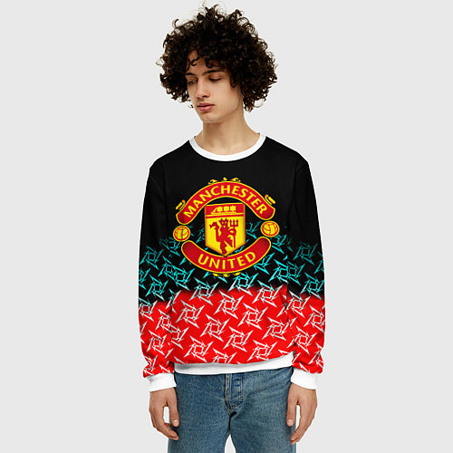 Мужской свитшот Манчестер Юнайтед ниндзя паттерн / 3D-Белый – фото 3