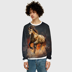 Свитшот мужской Лошадь нарисованная красками, цвет: 3D-белый — фото 2