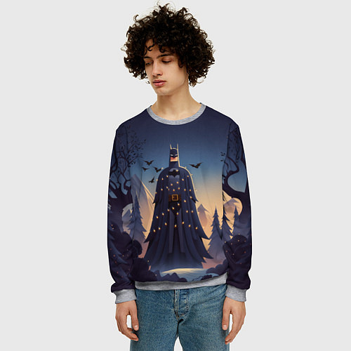 Мужской свитшот Новогодний Бэтмен / 3D-Меланж – фото 3