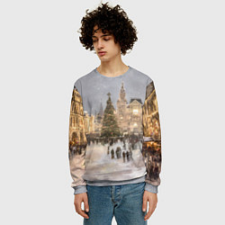 Свитшот мужской Новогодние гуляния в Москве, цвет: 3D-меланж — фото 2
