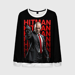 Свитшот мужской Хитман с пистолетом, цвет: 3D-белый