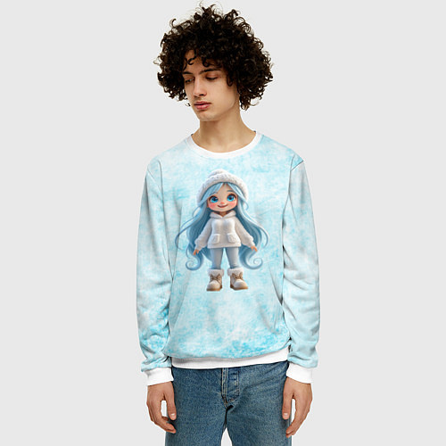 Мужской свитшот Девочка-зима / 3D-Белый – фото 3