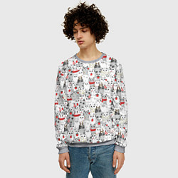 Свитшот мужской Новогодние котики, цвет: 3D-меланж — фото 2