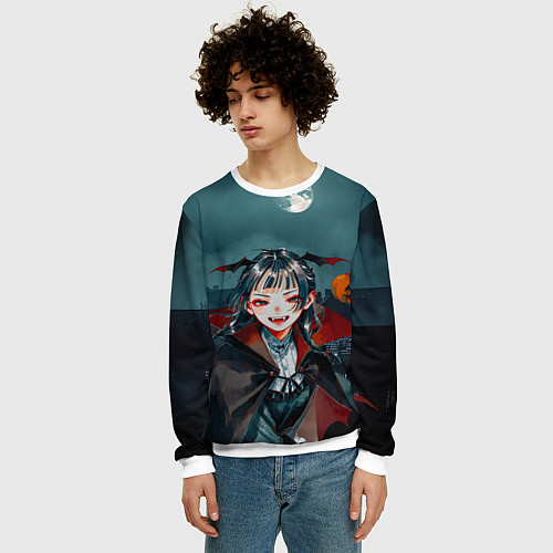 Мужской свитшот Вампирша МаоМао - Монолог Фармацевта аниме Хэллоуи / 3D-Белый – фото 3