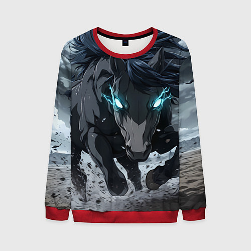 Мужской свитшот Мощный конь / 3D-Красный – фото 1