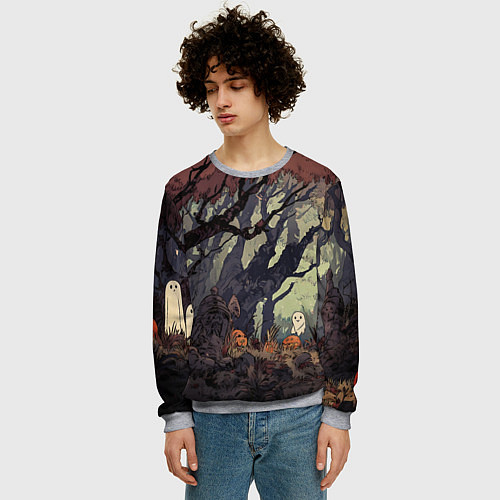 Мужской свитшот Призрачный лес / 3D-Меланж – фото 3