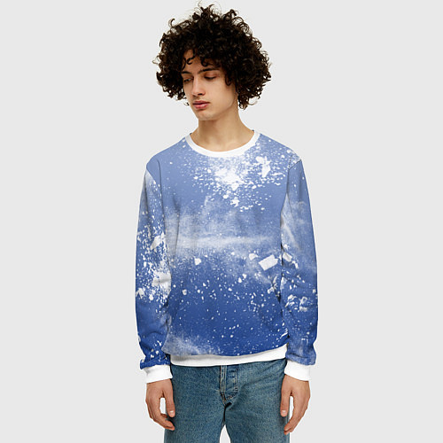 Мужской свитшот Снежки попали в тебя / 3D-Белый – фото 3