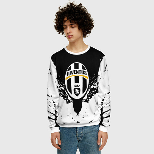 Мужской свитшот Ювентус краски всплеск текстура / 3D-Белый – фото 3