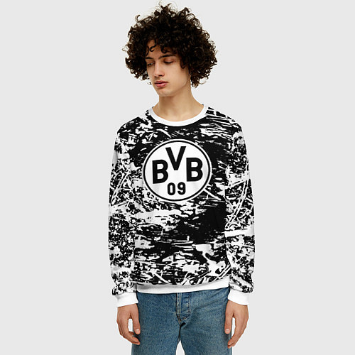 Мужской свитшот Боруссиа белые краски / 3D-Белый – фото 3
