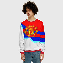 Свитшот мужской Манчестер Юнайтед полосы геометрия, цвет: 3D-красный — фото 2