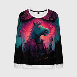 Свитшот мужской Лошадь рок стиль, цвет: 3D-белый