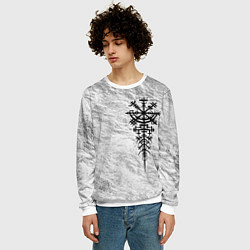 Свитшот мужской Вегвизир - компас рун в виде става, цвет: 3D-белый — фото 2
