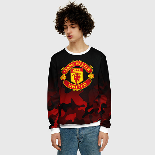 Мужской свитшот Манчестер Юнайтед камуфляж текстура / 3D-Белый – фото 3