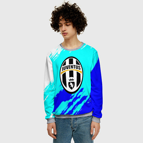Мужской свитшот Ювентус краски штрихи текстура / 3D-Меланж – фото 3