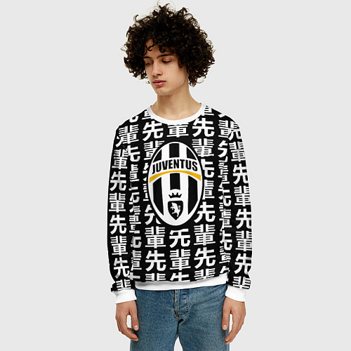 Мужской свитшот Ювентус япония символы / 3D-Белый – фото 3