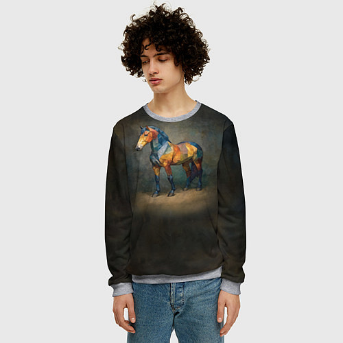 Мужской свитшот Конь Ренессанс / 3D-Меланж – фото 3