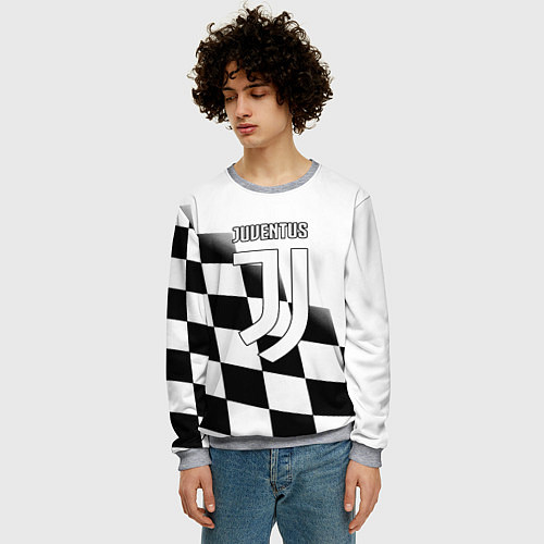 Мужской свитшот Ювентус клетка краски / 3D-Меланж – фото 3