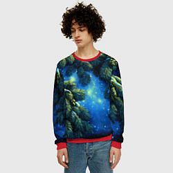 Свитшот мужской Новогодние ветки елки, цвет: 3D-красный — фото 2