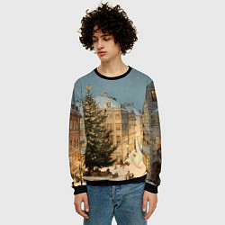 Свитшот мужской Елка во дворе города, цвет: 3D-черный — фото 2
