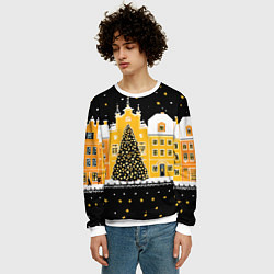 Свитшот мужской Новогодняя ночь в городе, цвет: 3D-белый — фото 2